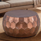 CT101 Modern Contemporary Round Aluminum material 32" Coffee Table, Farmhouse Table with Glossy Diamond-Patterned Base Copper
