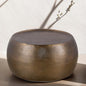 CT501 Modern Contemporary Round Aluminum material 32" Coffee Table, Farmhouse Table with Glossy Hand Hammered Design Antique Gold