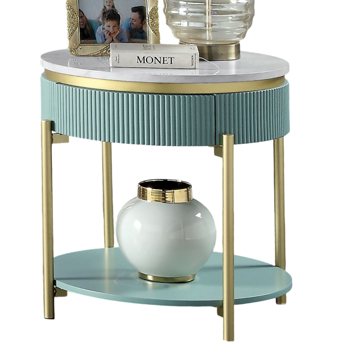 Teal Metal End Table - 23" Contemporary Living Room Table
