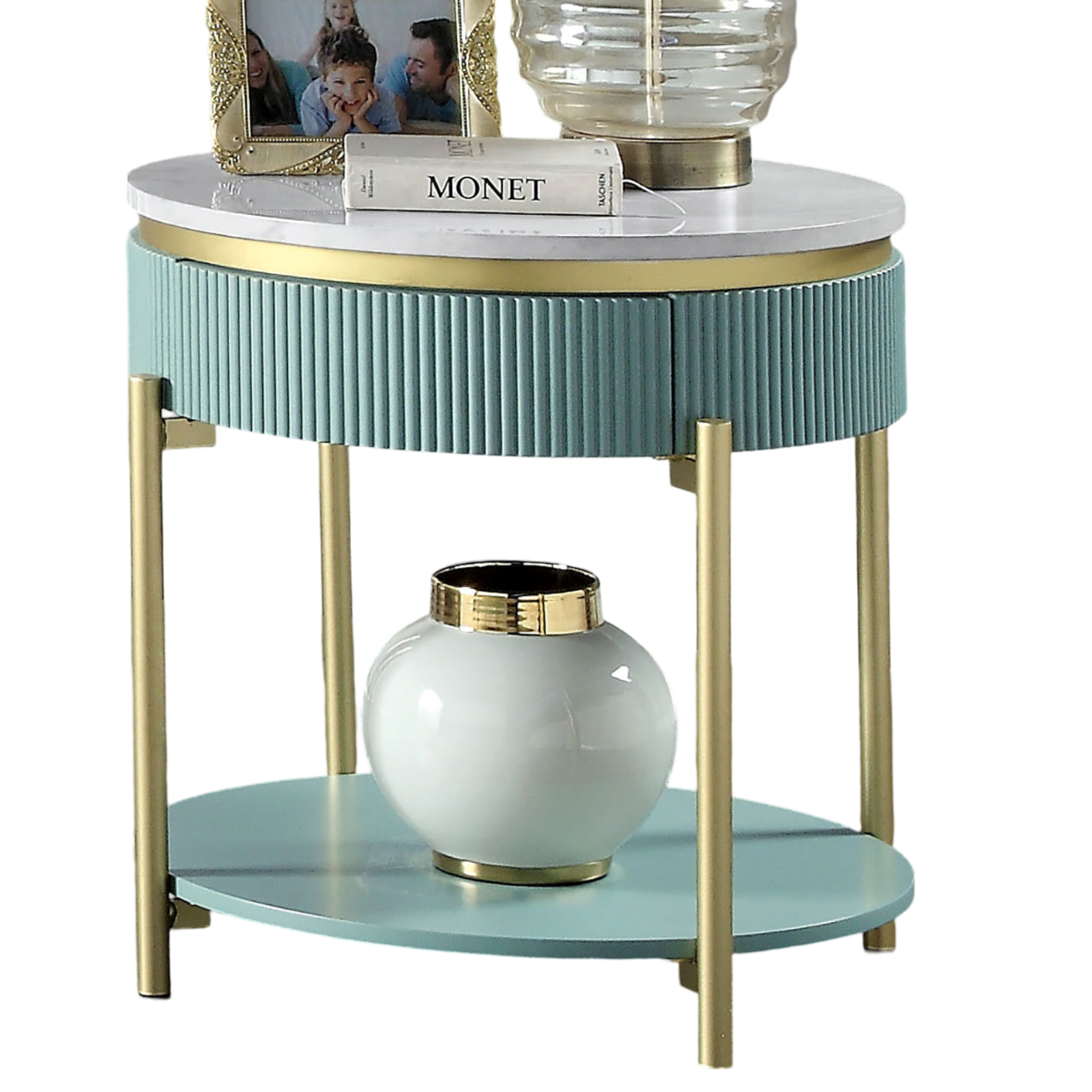 Teal Metal End Table - 23" Contemporary Living Room Table
