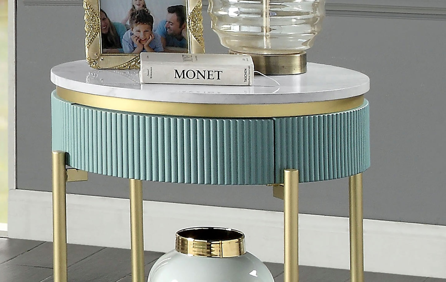 Teal Metal End Table - 23" Contemporary Living Room Table