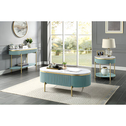 Teal Metal End Table - 23" Contemporary Living Room Table