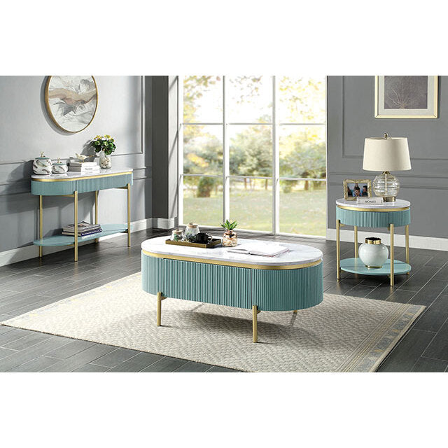 Teal Metal End Table - 23" Contemporary Living Room Table