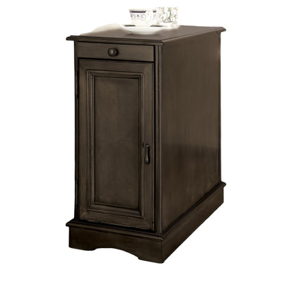 Gray Solid Wood Nightstand with USB Outlet - Bedroom Storage Table