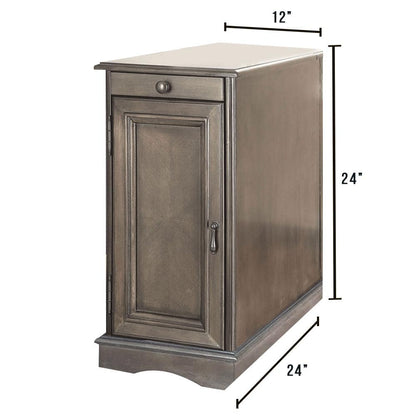 Gray Solid Wood Nightstand with USB Outlet - Bedroom Storage Table
