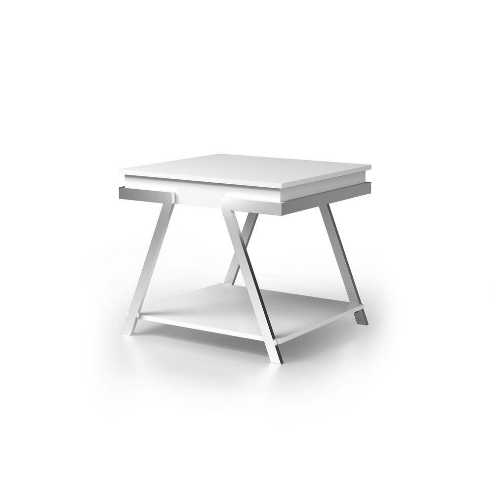 White Steel Rectangular End Table - 26" x 23.5"
