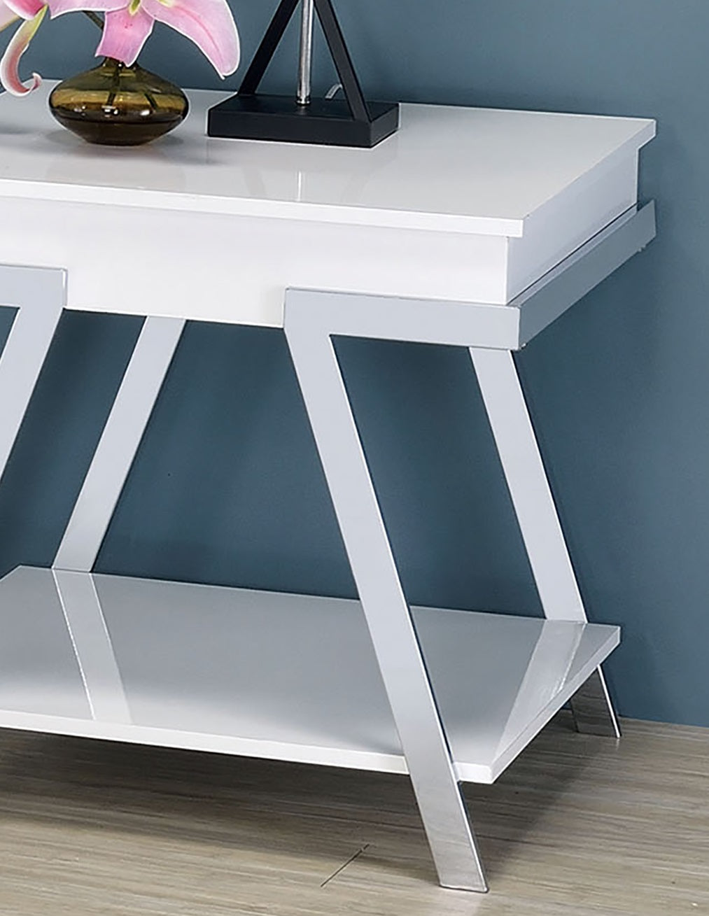 White Steel Rectangular End Table - 26" x 23.5"