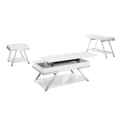 White Steel Rectangular End Table - 26" x 23.5"