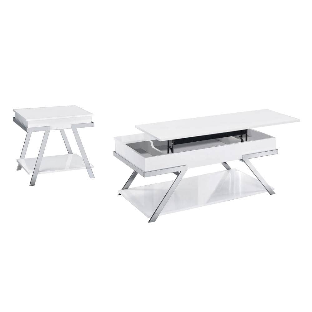 White Steel Rectangular End Table - 26" x 23.5"