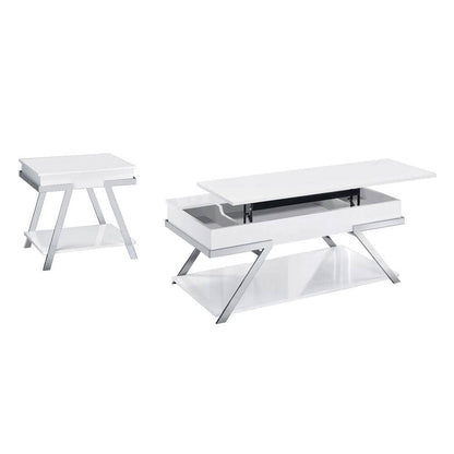 White Steel Rectangular End Table - 26" x 23.5"