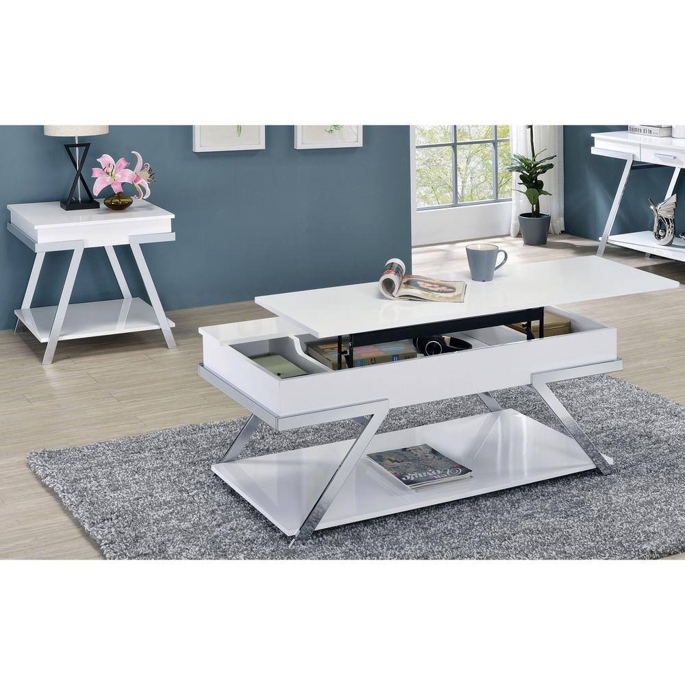 White Steel Rectangular End Table - 26" x 23.5"