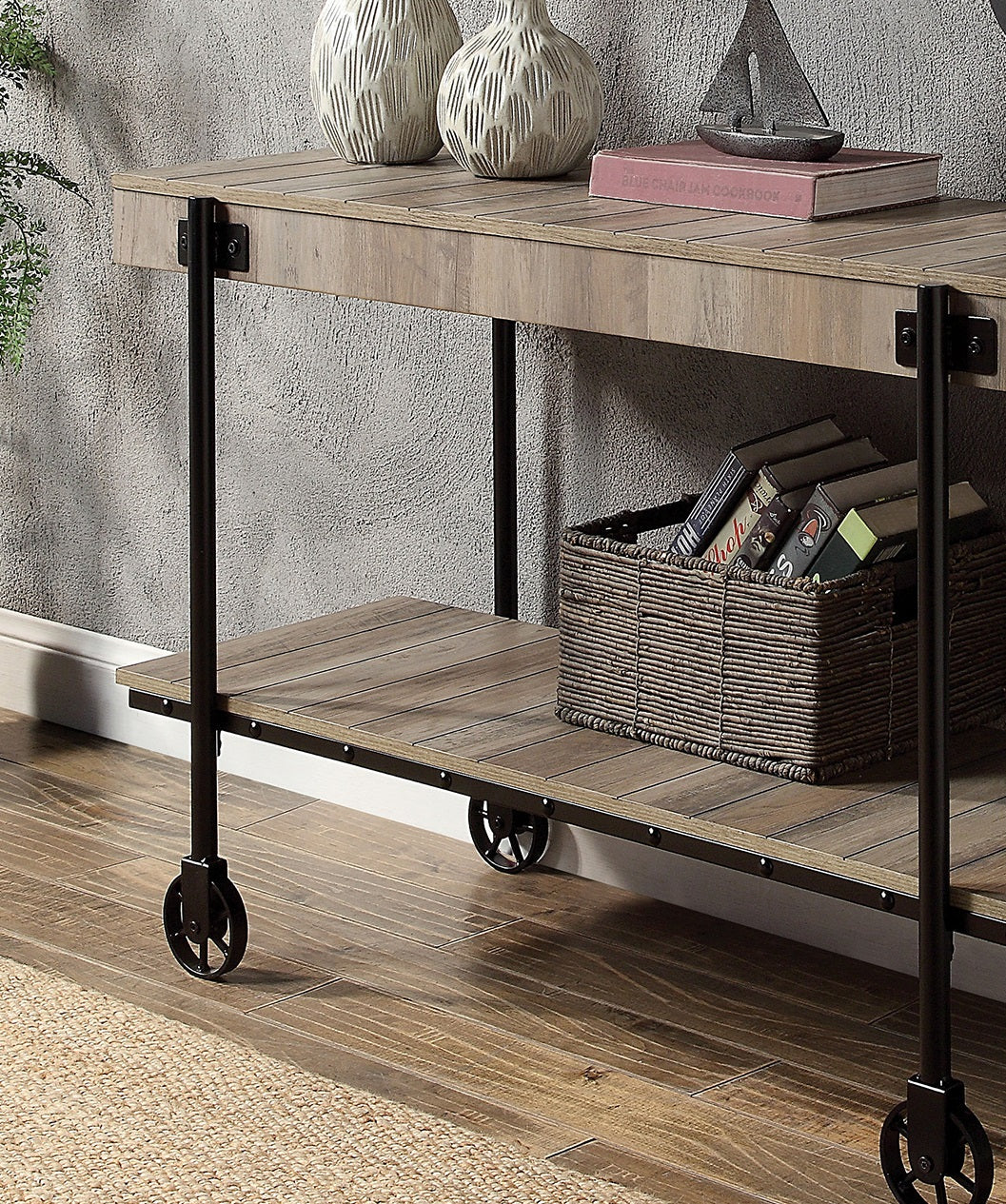 Black & Natural Steel Console Table - Rectangular Sofa Table