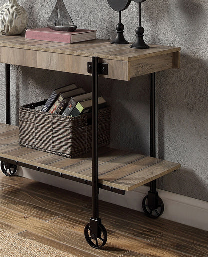 Black & Natural Steel Console Table - Rectangular Sofa Table
