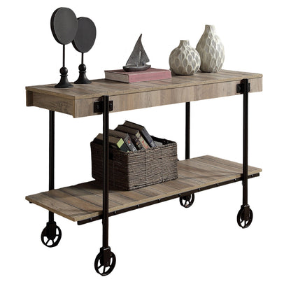 Black & Natural Steel Console Table - Rectangular Sofa Table