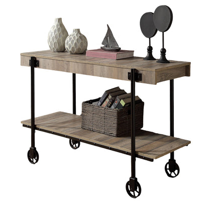 Black & Natural Steel Console Table - Rectangular Sofa Table
