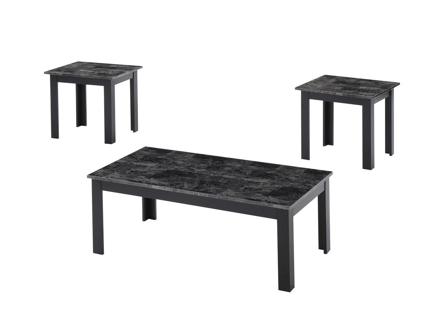 3pc Traditional Gray Wood Coffee Table Set - Rectangular & Square