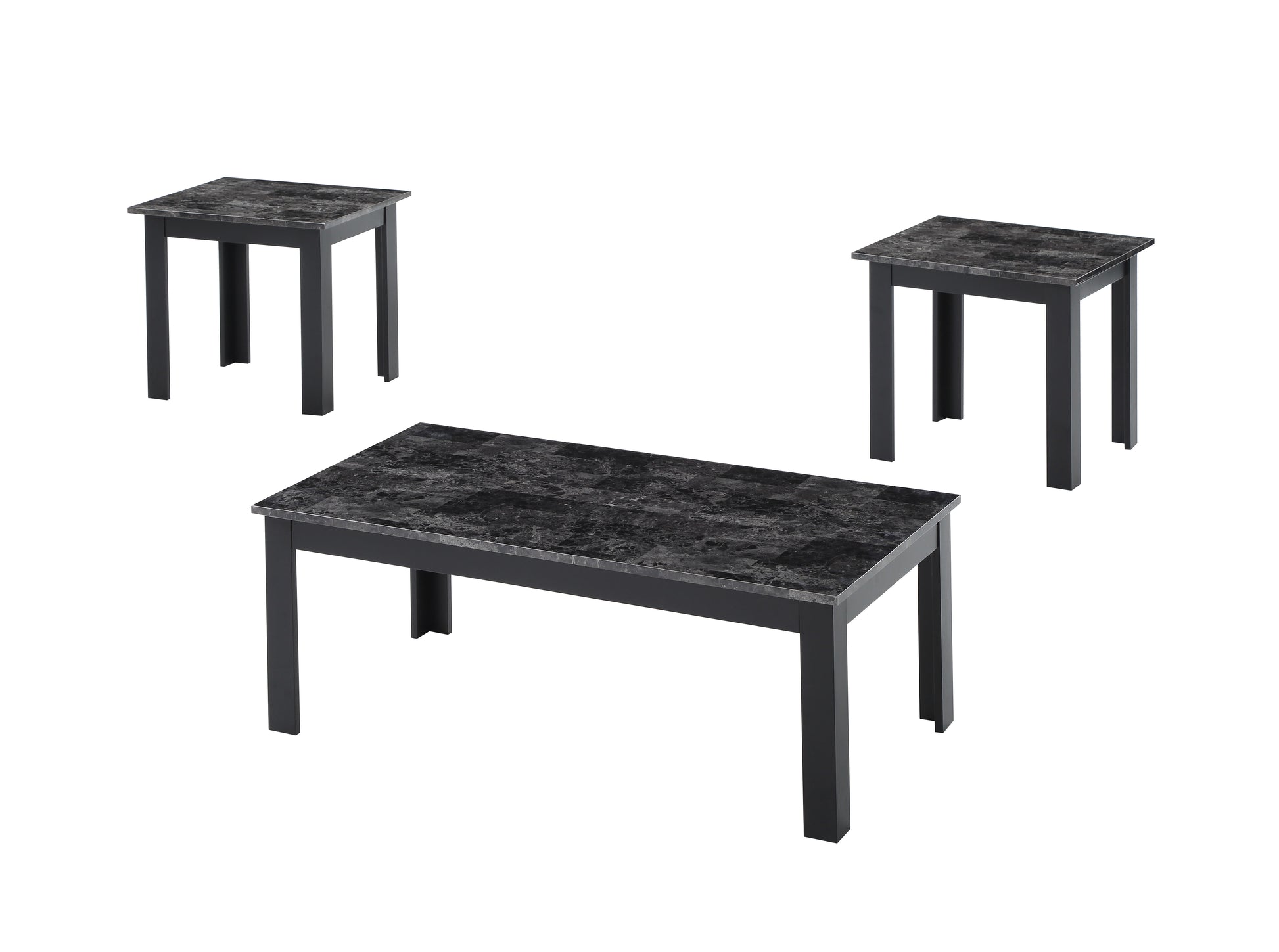 3pc Traditional Gray Wood Coffee Table Set - Rectangular & Square