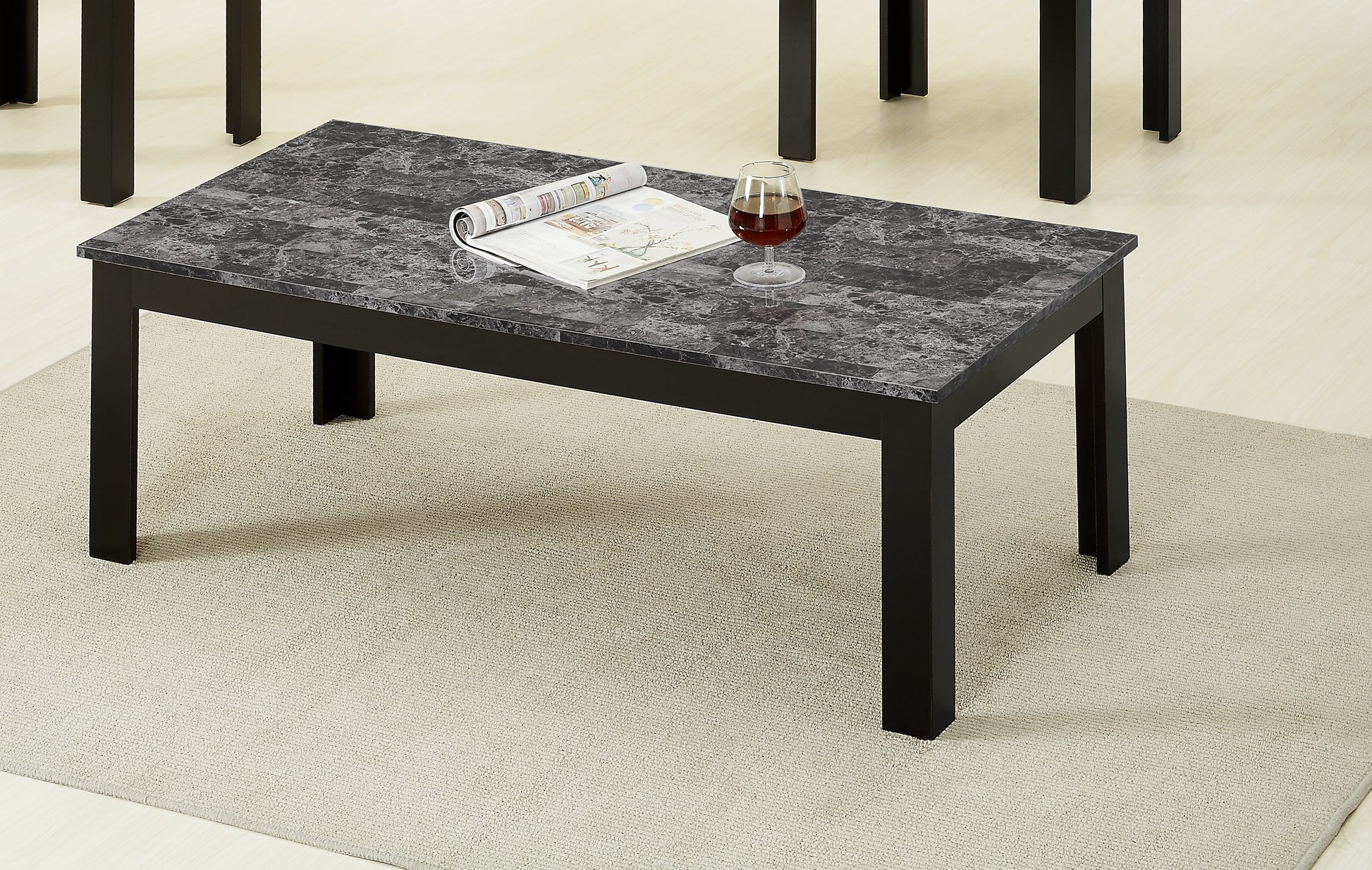 3pc Traditional Gray Wood Coffee Table Set - Rectangular & Square