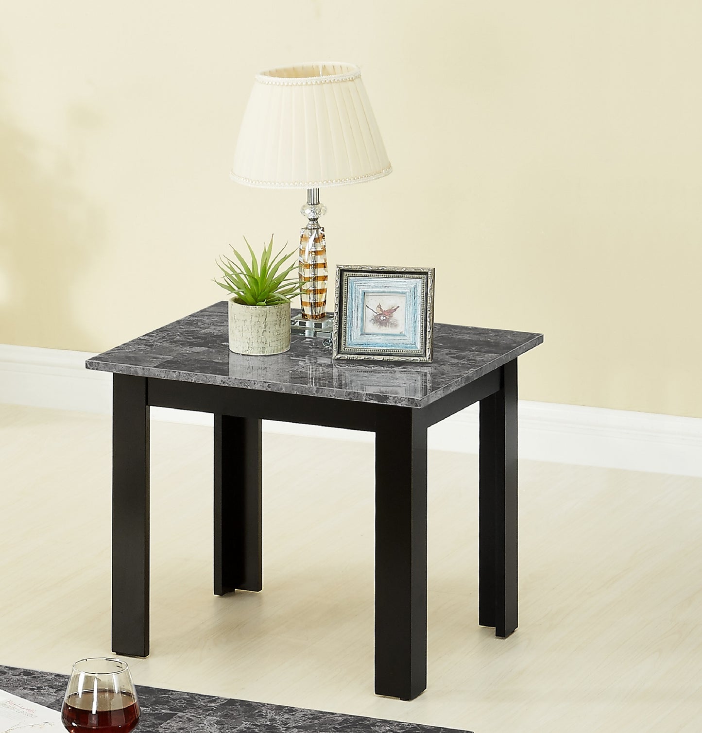 3pc Traditional Gray Wood Coffee Table Set - Rectangular & Square