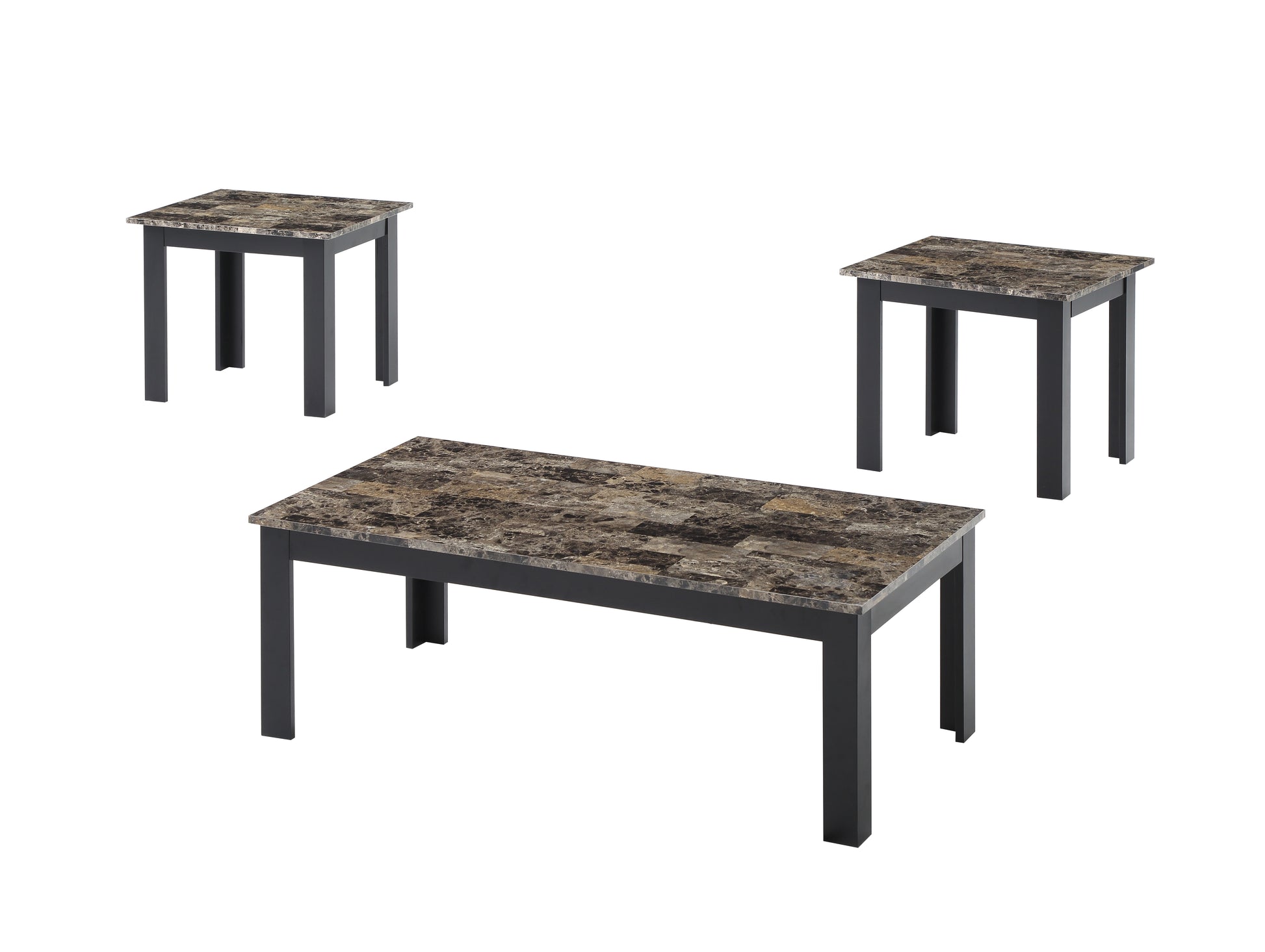 Brown Wood Coffee Table Set - 3 Piece Dining Table for Living Room