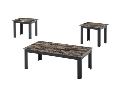 Brown Wood Coffee Table Set - 3 Piece Dining Table for Living Room
