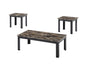 Brown Wood Coffee Table Set - 3 Piece Dining Table for Living Room