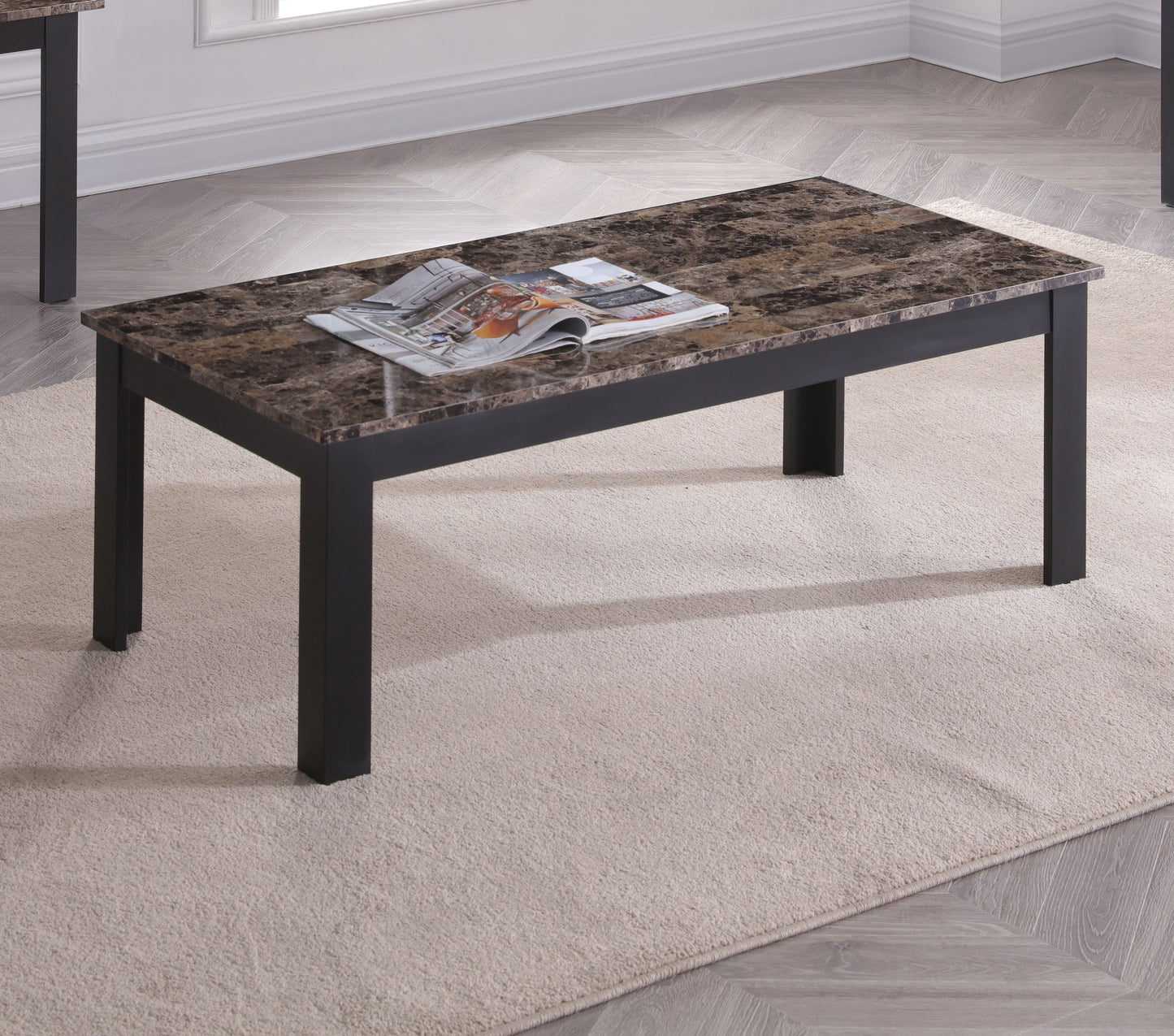 Brown Wood Coffee Table Set - 3 Piece Dining Table for Living Room