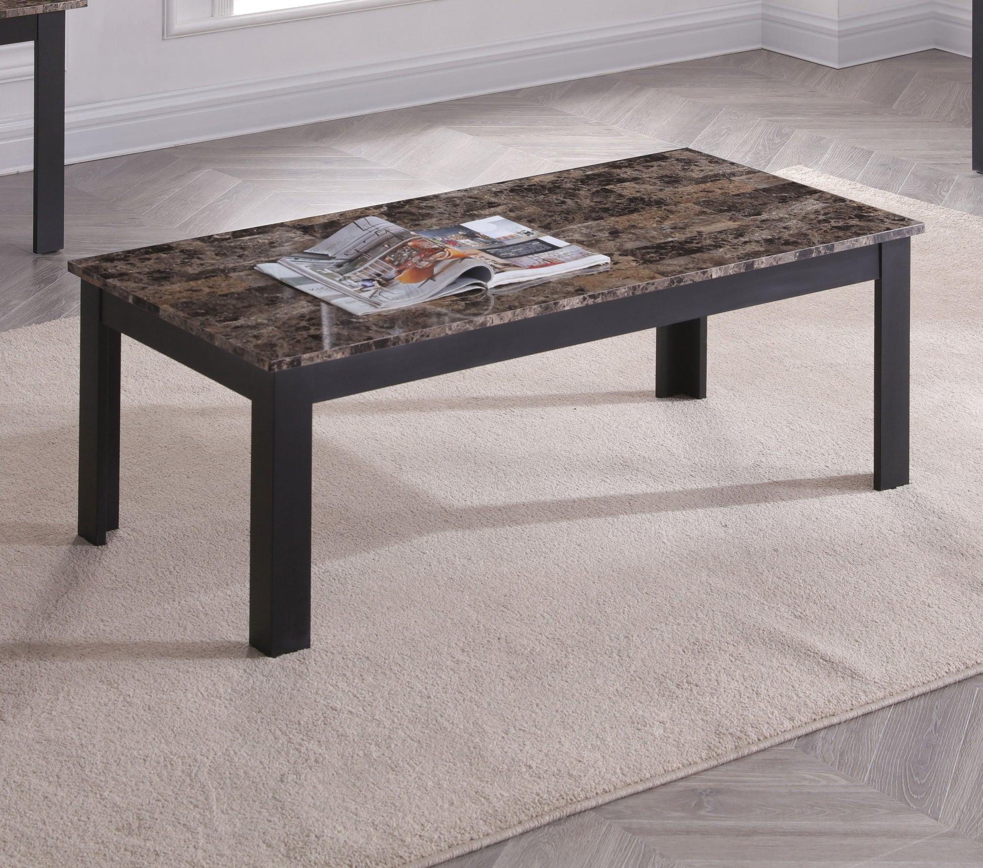 Brown Wood Coffee Table Set - 3 Piece Dining Table for Living Room