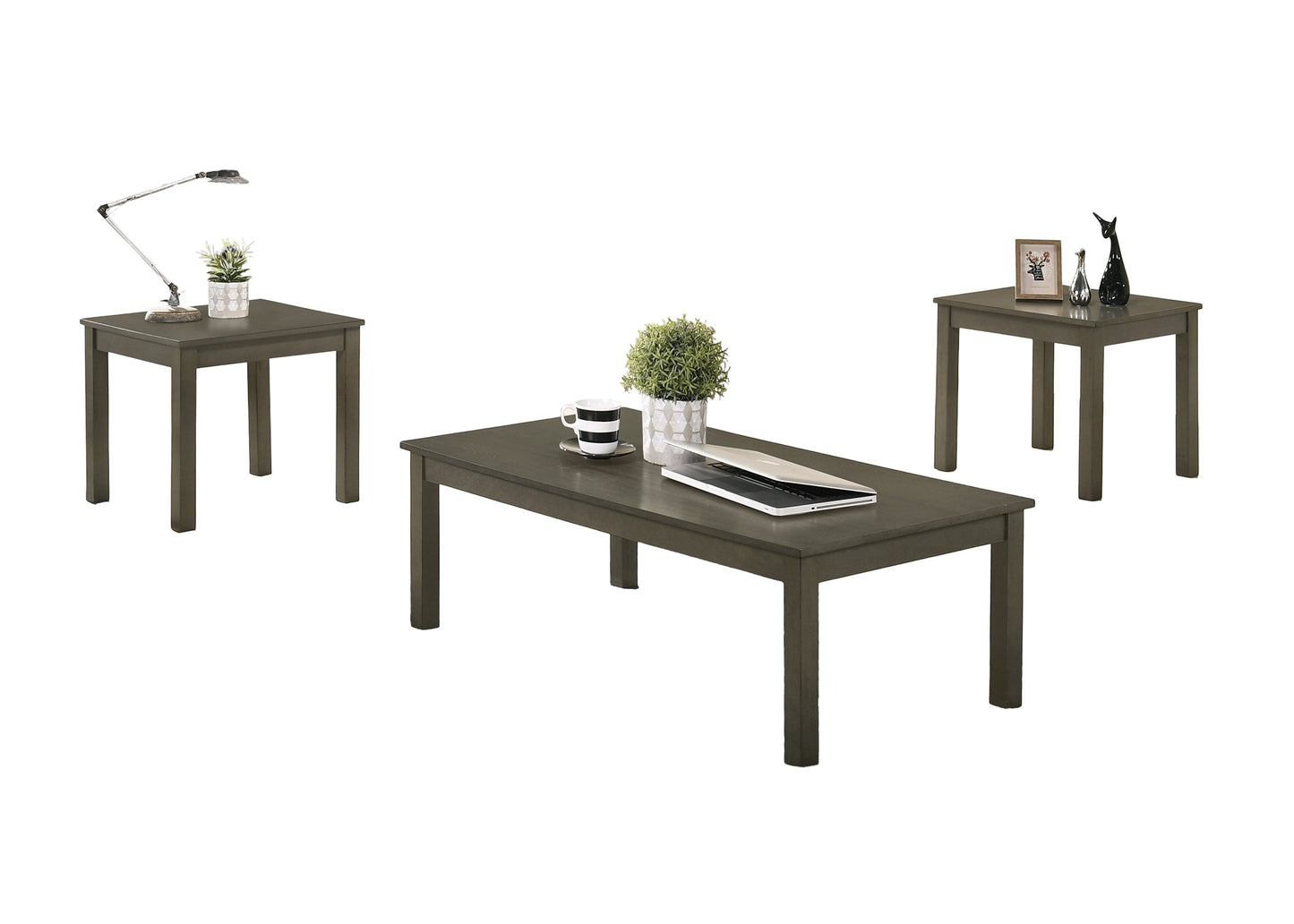 Dark Gray Rectangular Coffee Table Set - 3 Piece Living Room Table