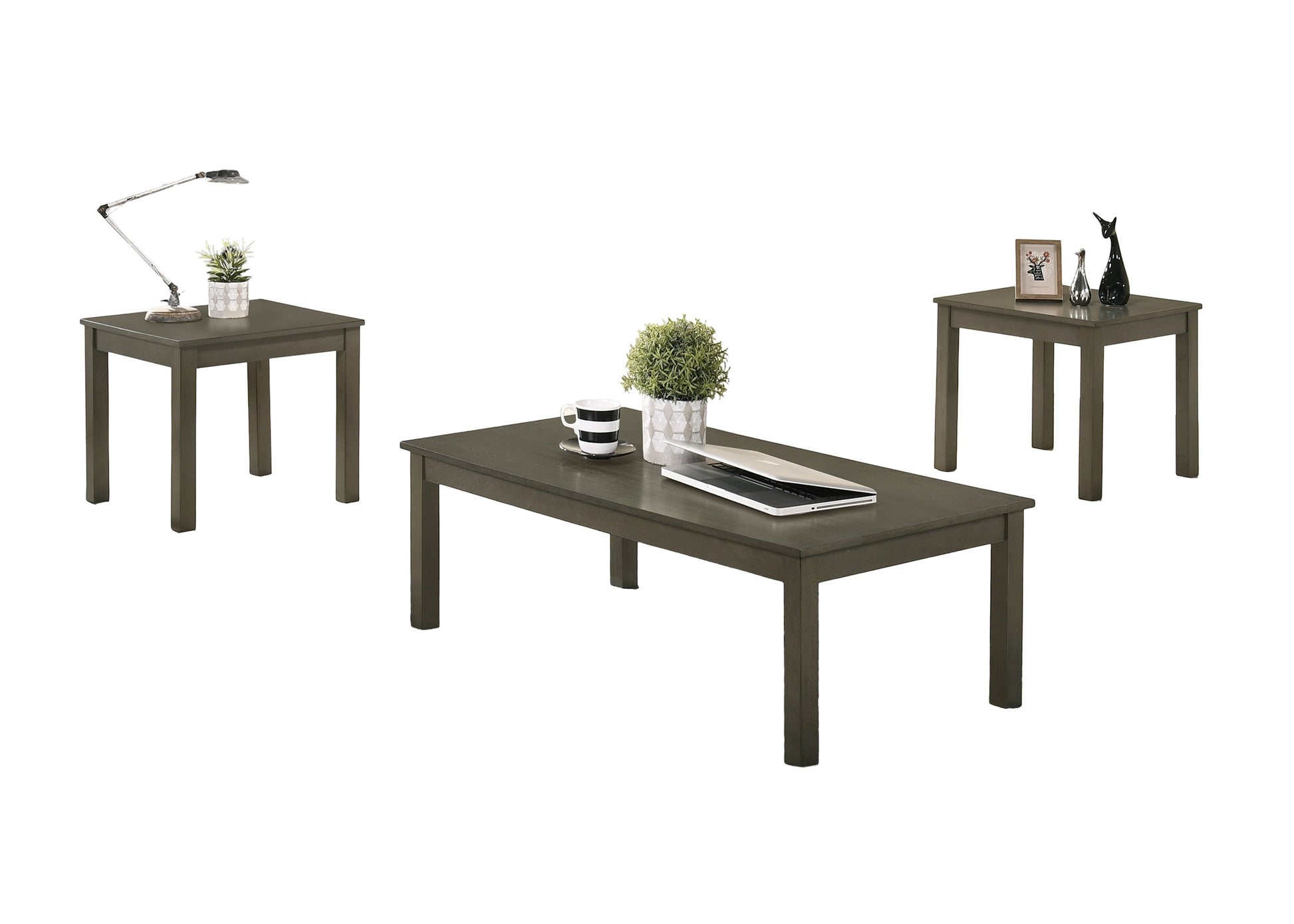 Dark Gray Rectangular Coffee Table Set - 3 Piece Living Room Table