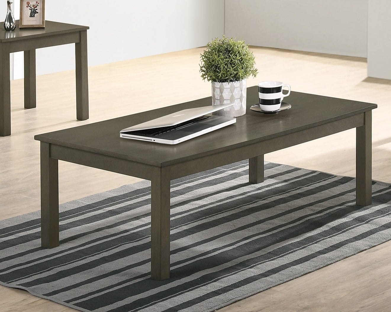 Dark Gray Rectangular Coffee Table Set - 3 Piece Living Room Table
