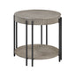 1pc Contemporary Round End Table with Storage Shelf Black Brown Tan / Beige Finish Living Room Wooden Modern Furniture