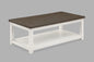 1pc Farmhouse Style Brown Coffee Table with White Base Rectangular Table Top Comes with Casters Wooden Living Room Furniture