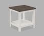 1pc Farmhouse Style Brown End Table with White Base Rectangular Table Top Wooden Living Room Furniture