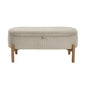Storage Bench Taupe Cushioned Seat Corduroy Upholstery Lift Top Solid Wood Legs 1pc