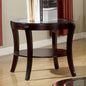 Contemporary Style End Table Espresso Finish Glass On Top Supported With Solid Wood Lower Shelf Open