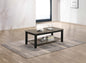 Gray And Black Two Tone Finish 1pc Coffee Table Under-Table Shelf Storage Living Room Rubberwood Walnut Veneer