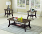 Faux Marble Tops 3-piece Table Set Rectangular Coffee Table Two Matching End Tables MDF Wooden Base Built-In Storage Shelves Contemporary Home Brown
