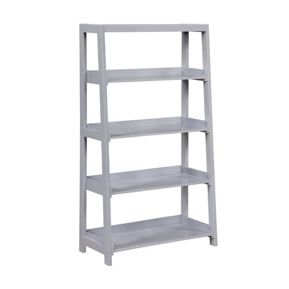 Modern Contemporary Bookcase 4-Shelves Sleek Gray Finish Wooden Furniture 1pc Vertical Storage Display Rack