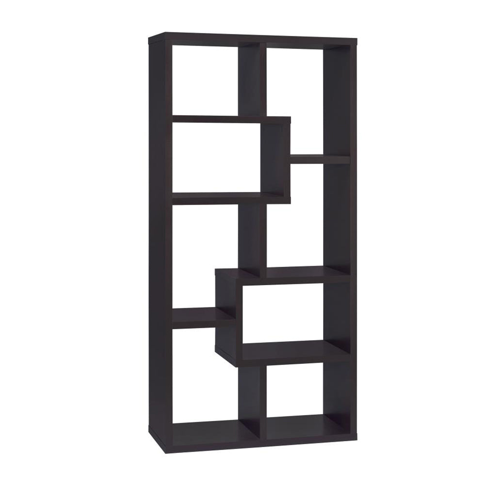 10-Shelf Bookcase in Cappuccino Finish