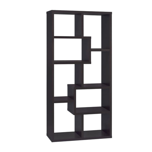 10-Shelf Bookcase in Cappuccino Finish