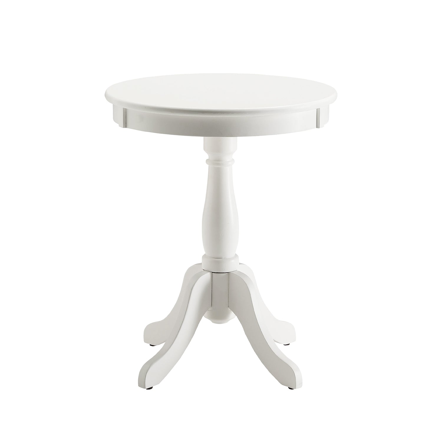 Round Pedestal Accent Table, White