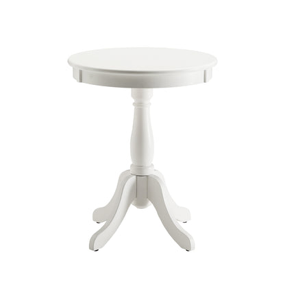 Round Pedestal Accent Table, White