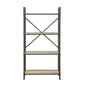 4 Tier Bookshelf with Metal Steel Tube, Antique Oak and Sandy Gray