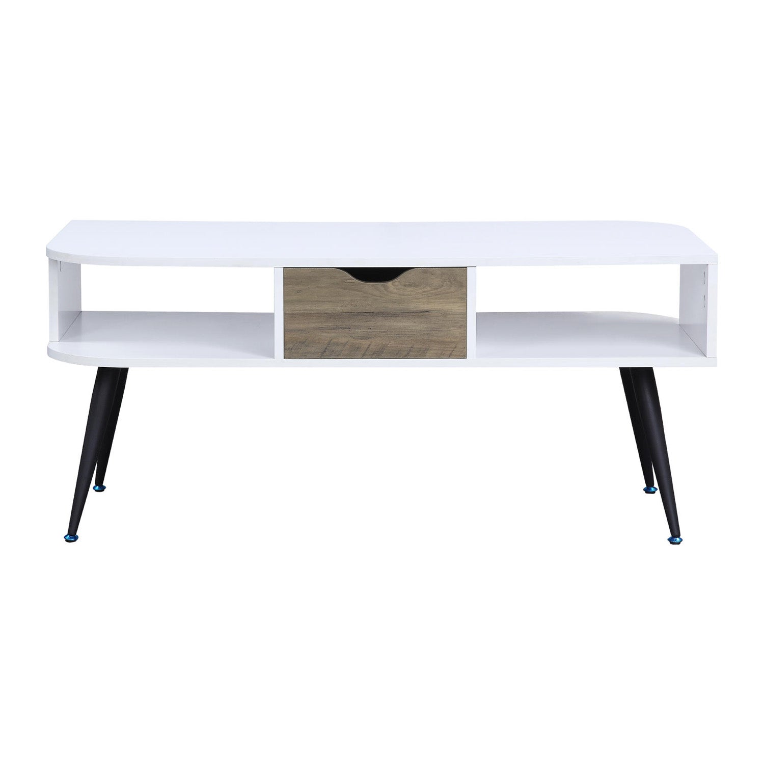 Rectangular Coffee Table with 1 Storage Drawer, White and Black