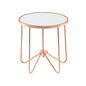 White Frosted Glass Top Round Table in Rose Gold Finish