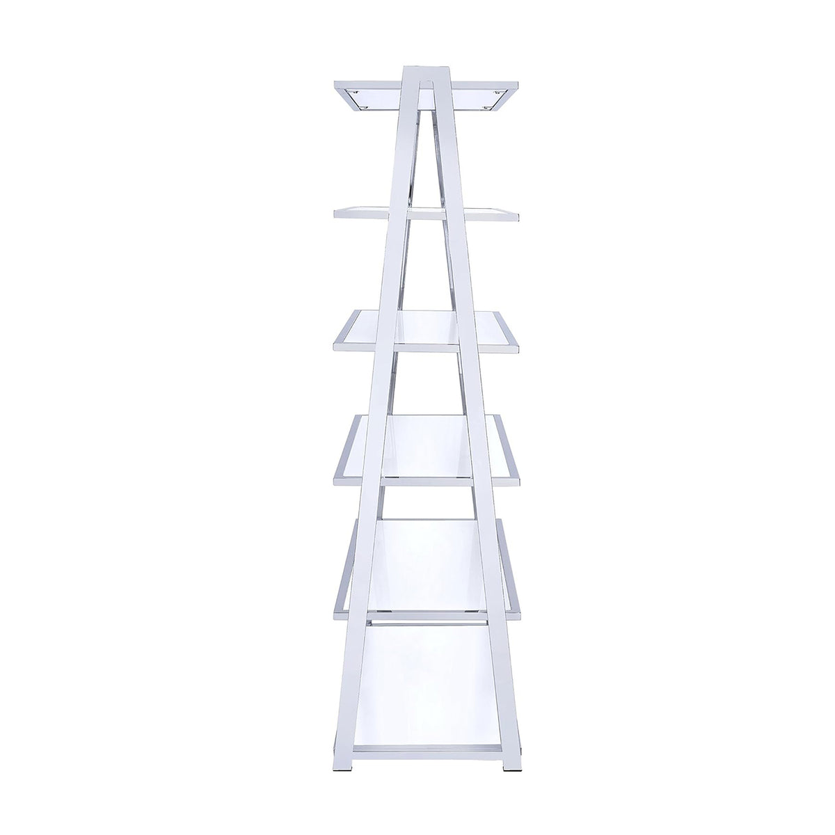 6-Tier White Bookshelf with Chrome Frame - Display Shelving