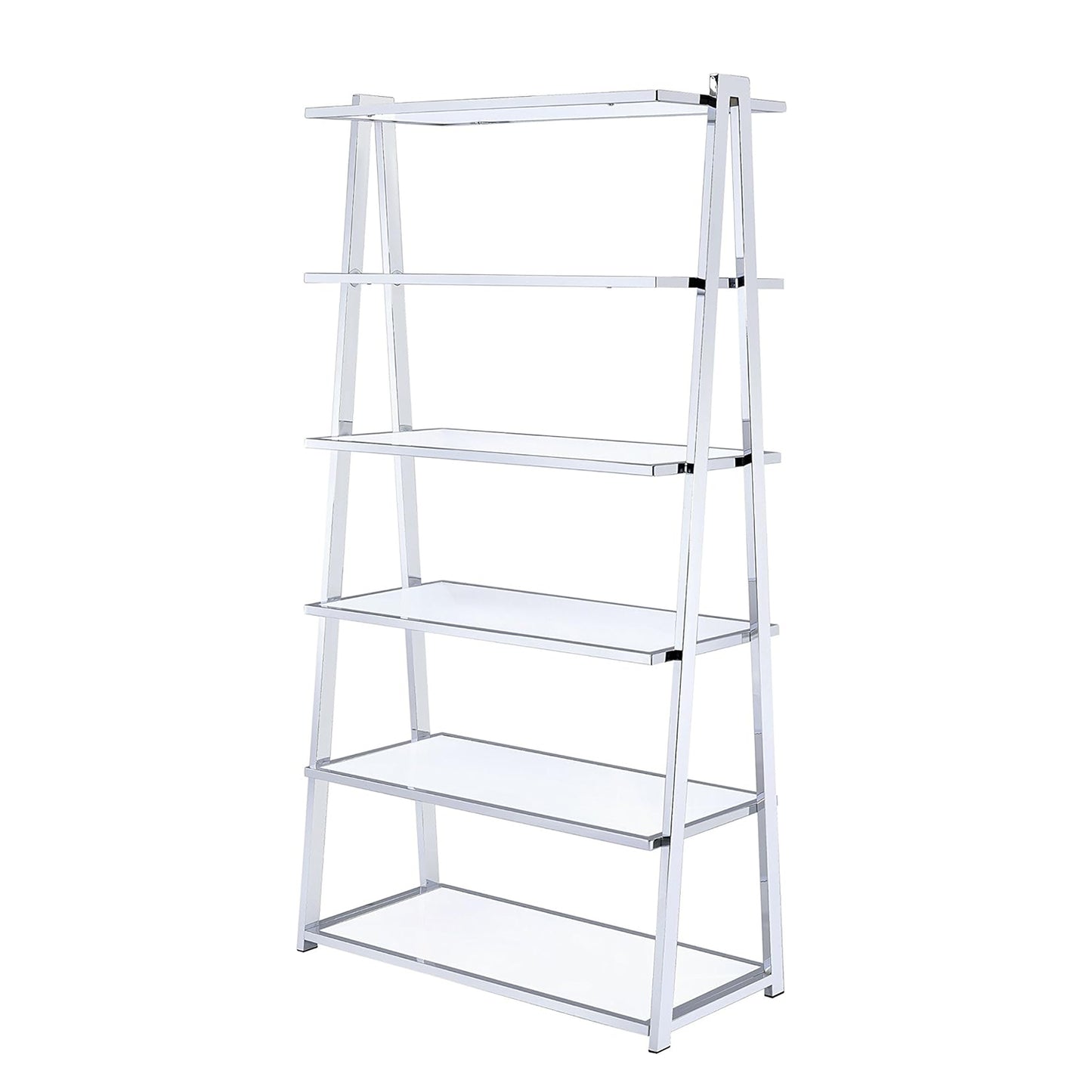 6-Tier Fixed Shelves, White High Gloss and Chrome