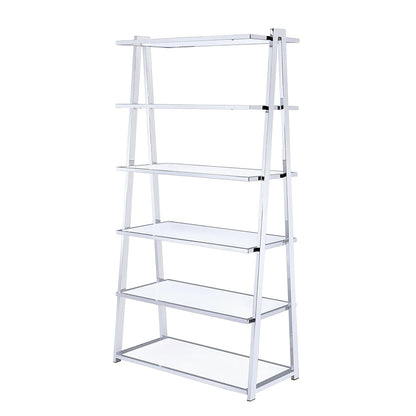 6-Tier Fixed Shelves, White High Gloss and Chrome