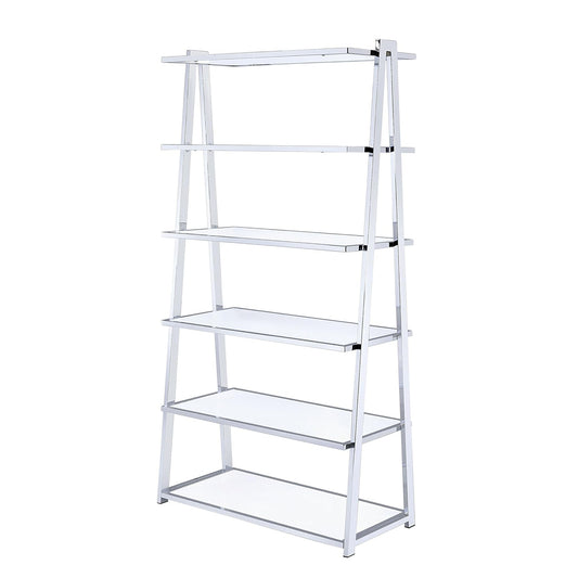 6-Tier Fixed Shelves, White High Gloss and Chrome